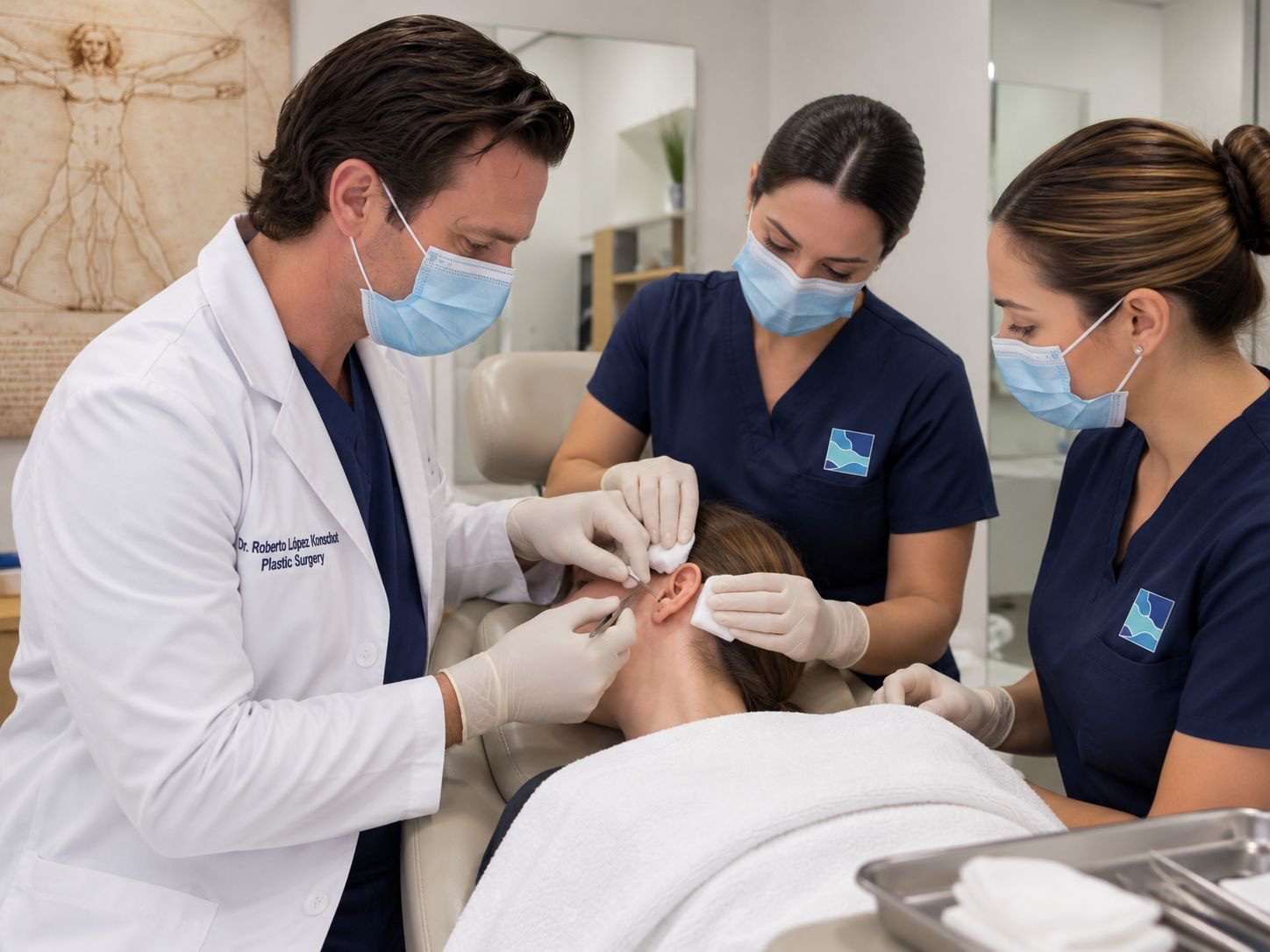 Dr. López Konschot and his team during an in-office procedure