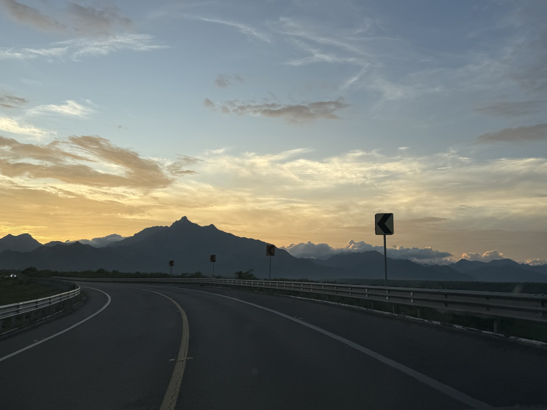 Highway into Los Cabos at sunrise